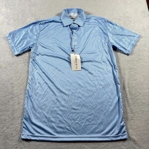 Collars & Co. Dress Collar Polo Shirt Mens Medium Blue Houndstooth Lightweight